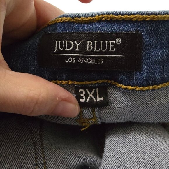 Judy Blue Leopard Print Patch Distressed Skinny Fit Jeans Sz 3XL - Picture 7 of 10